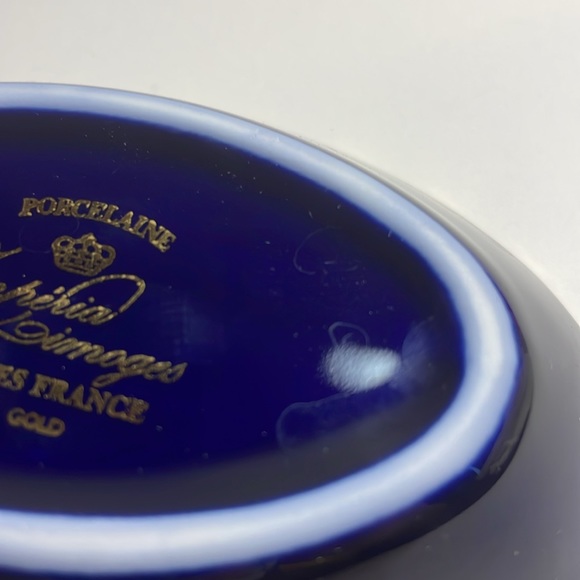Porcelaine (Porcelain) Imperial Limoges Cobalt Blue Trinket Tray - Picture 9 of 9